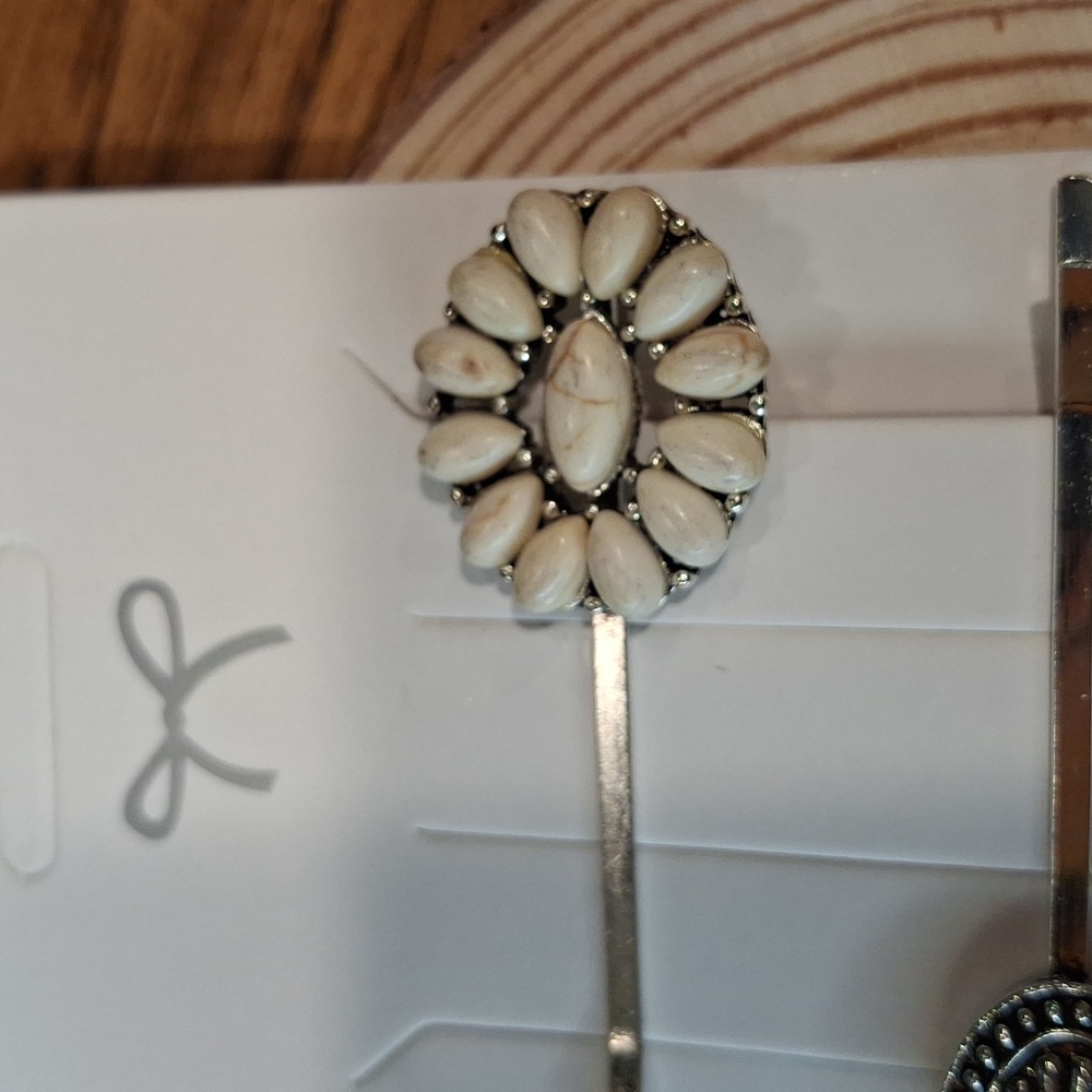 Cream & Silver Hair Pin Set - Picture 2 of 5
